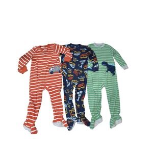 ✨ 3T Fleece Footie Pajamas Bundle Carter's Dino Trucks Boys ✨